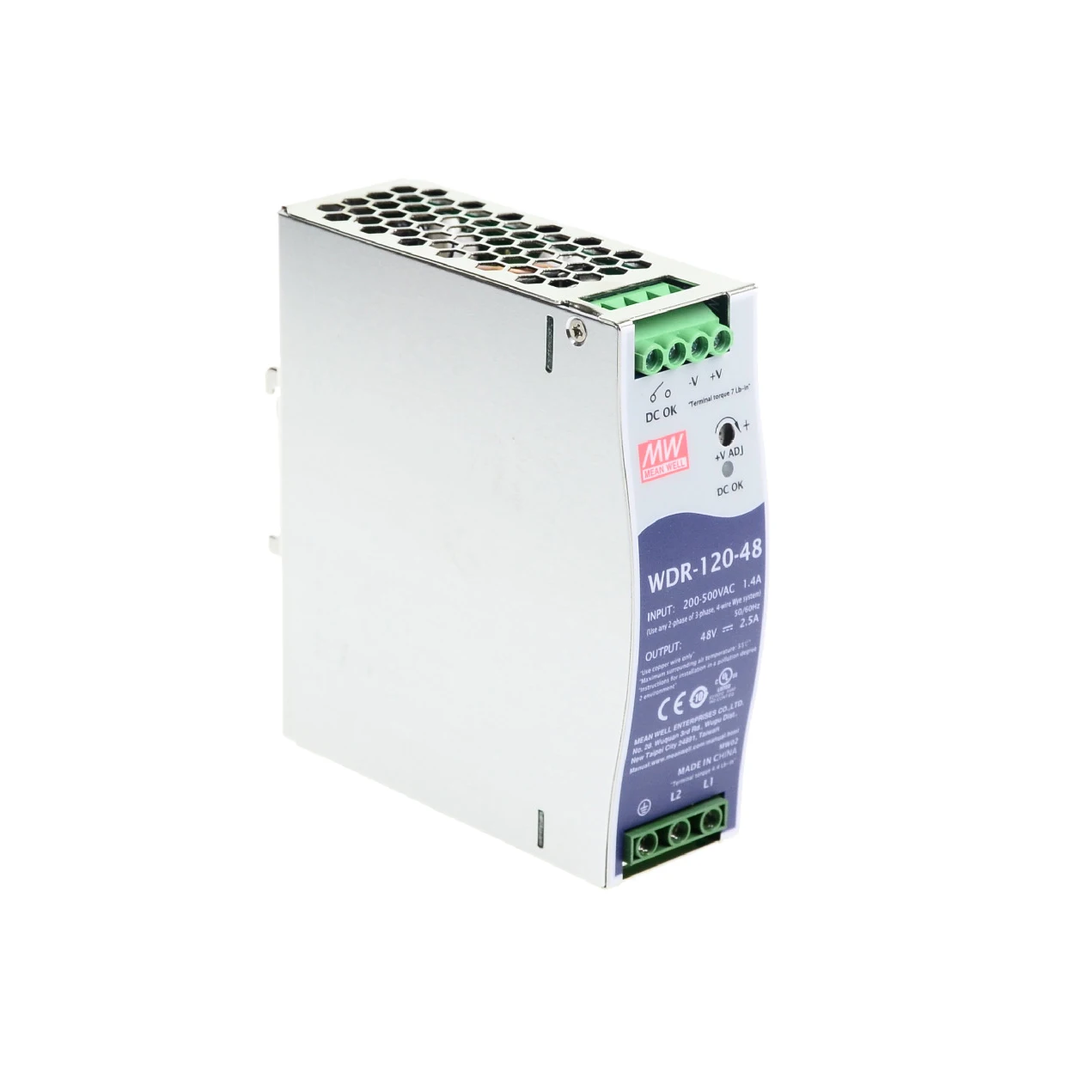 

Бренд Mean Well представляет WDR-120-48 180-550VAC Вход напряжение meanwell DC 48V 2.5A 120W один выход Промышленные на din-рейку Питание