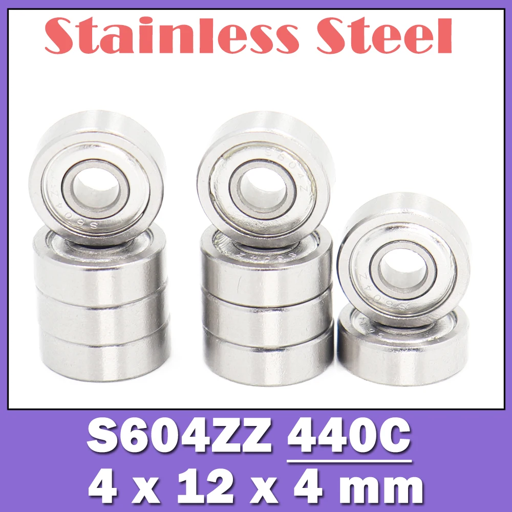 

S604ZZ Bearing 4*12*4 mm ( 10 PCS ) 440C Roller Stainless Steel S604Z S604 Z ZZ Ball Bearings