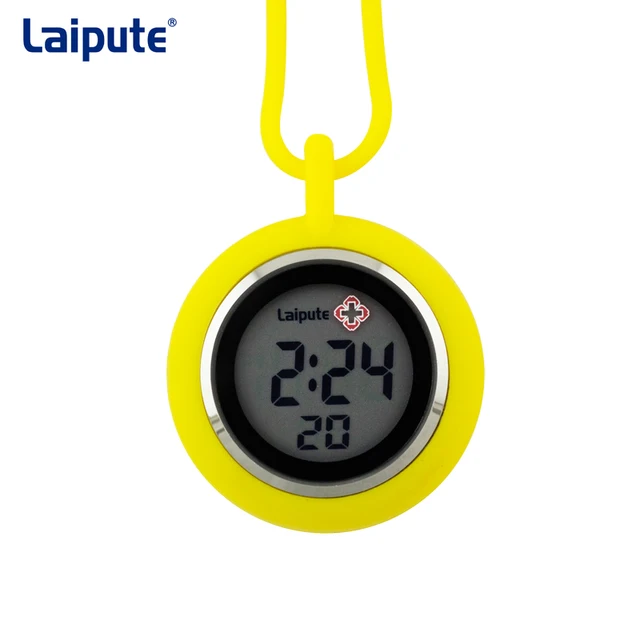 Nurse watch electronic digital medical cute environmentally friendly silicone sling hanging neck fashion pocket watch female Yellow