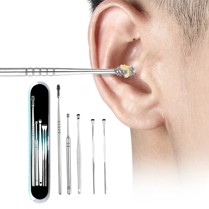 5pcs/set Stainless Steel Ear Scoop Ear Ear Pick Ear Cleaning Tool Set Double Head Ear Care Tool bt128y1 smt head nema11 hollow shaft stepper for pick place head smt diy mountor rotary joint