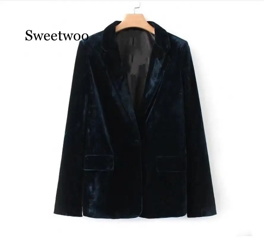 

2020 Осенняя женская Европейская НОВАЯ тонкая бархатная цельная куртка на пуговицах, повседневное высококачественное пальто