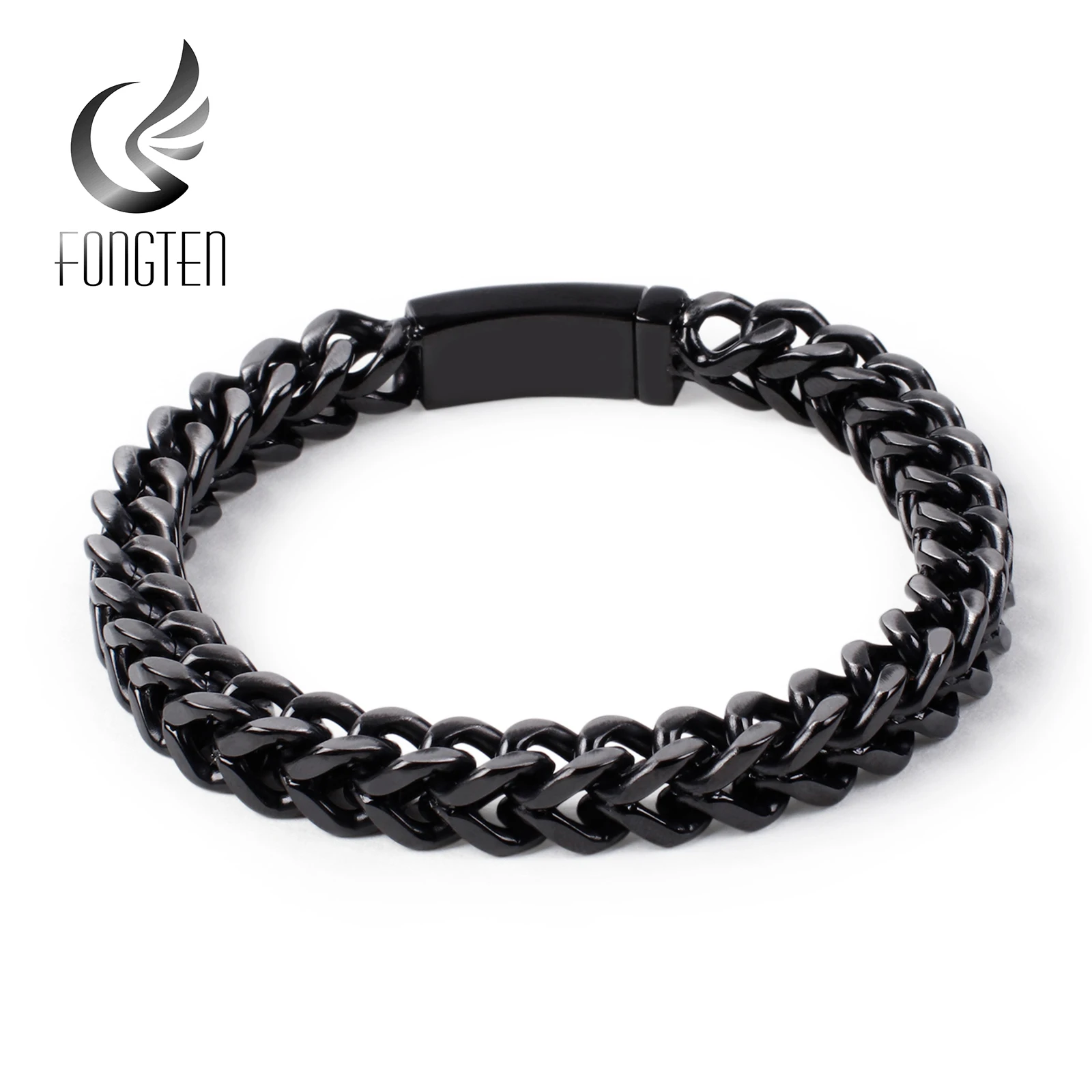 Fongten звено цепи мужской браслет в стиле Панк Винтаж Черный Серебро Золото Нержавеющая сталь Шарм Мужские браслеты ювелирные изделия