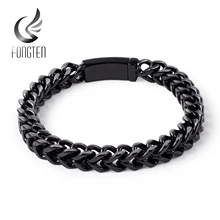 Fongten звено цепи мужской браслет в стиле Панк Винтаж Черный Серебро Золото Нержавеющая сталь Шарм Мужские браслеты ювелирные изделия