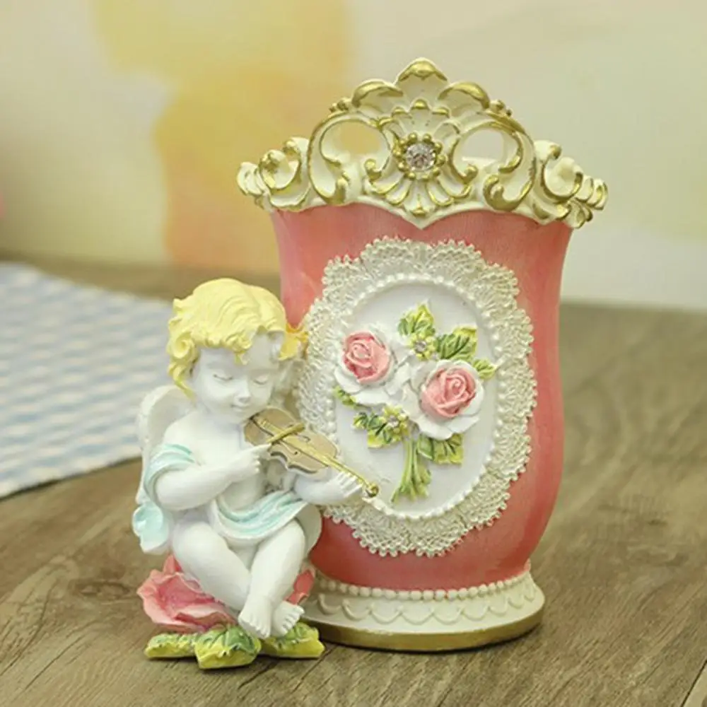 

Multi-functional Cute Angel Pen Holder Pencil Pot Brush Storage Tube, Resin Crafts Student Desk Stationery Supplies Organizer