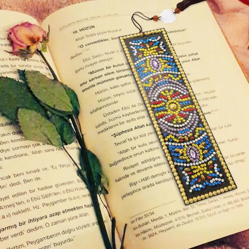 

DIY Leather Bookmark Ancient Egypt Pattern Special Shaped Diamond Painting Creative Tassel Book Marks Handmade Craft Gift