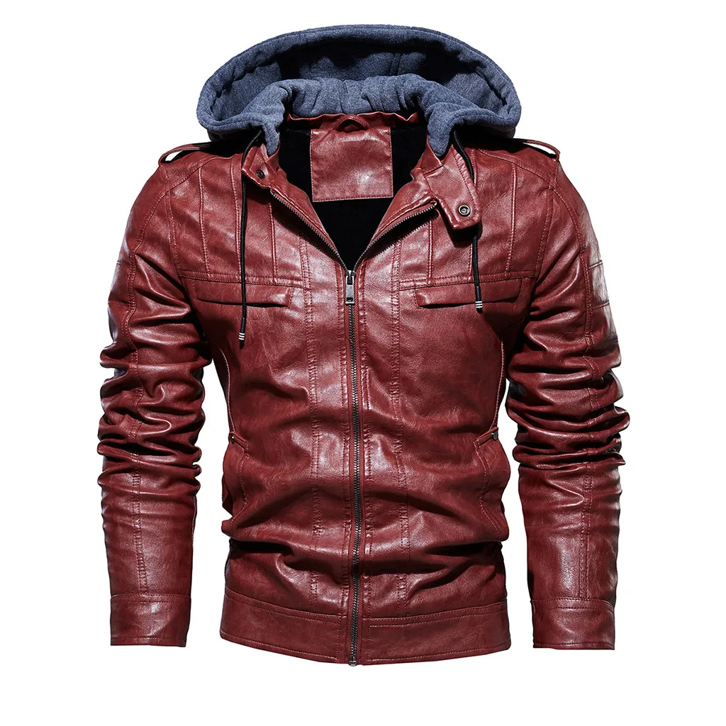 Новое поступление мотоциклетная кожаная куртка Мужские кожаные куртки Jaqueta De Couro Masculina мужские бархатные кожаные пальто