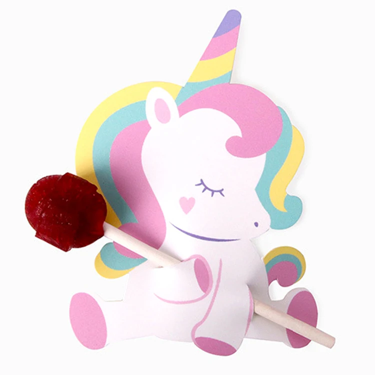 50Pcs Unicorn Cartoon Candy Lollipop Decoration Cards For Kids Birthday Party Supplies Candy Gift Accessories 65*90mm