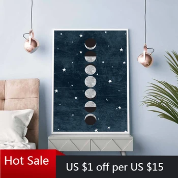 

Moon Cycle Poster Art Print Moon Phase Space Canvas Painting Science Lunar Phases Wall Art Picture Study Aesthetic Room Decor