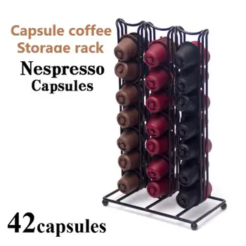 

42Cups For Nespresso Coffee Capsule Bracket Pods Rotating Rack Coffee Capsule Stand Capsules Storage Shelve Organization Holder