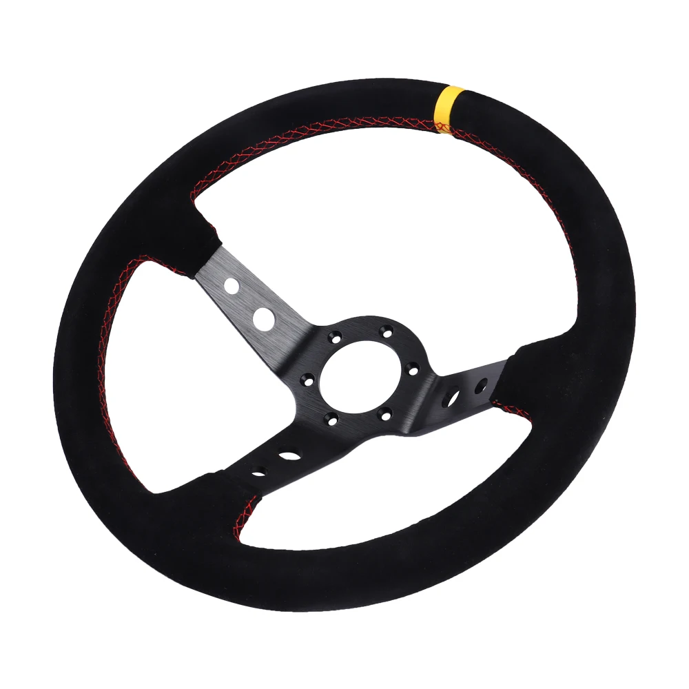 350mm Car Steering Wheel Suede Leather Deep Drift Racing Game Steering Wheel Universal