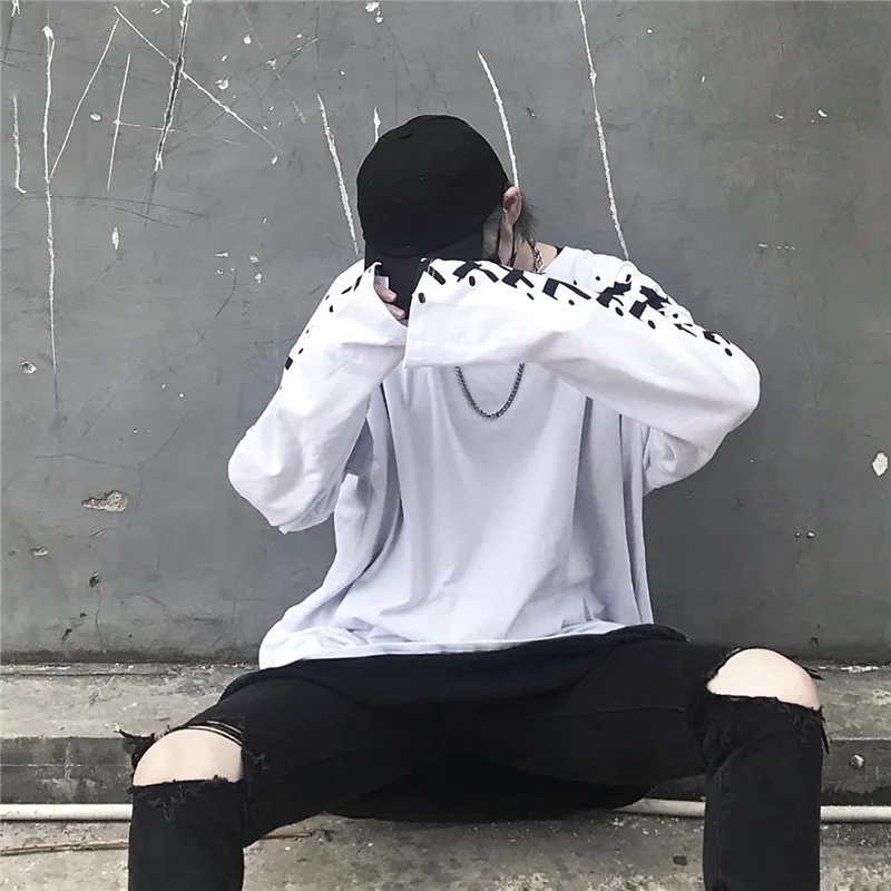 Длинный рукав harajuku модный бренд длинный рукав принт Свободный Повседневный Женская одежда футболки Весна Осень Новые Топы Высокое качество