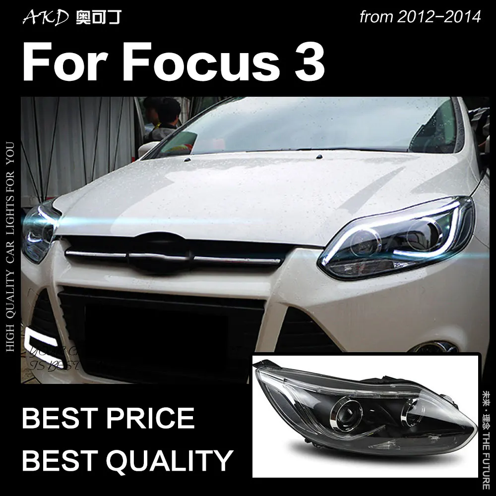 АКД стайлинга автомобилей для Ford Focus фары 2012 2014 фокус 3 светодиодный DRL Hid фара