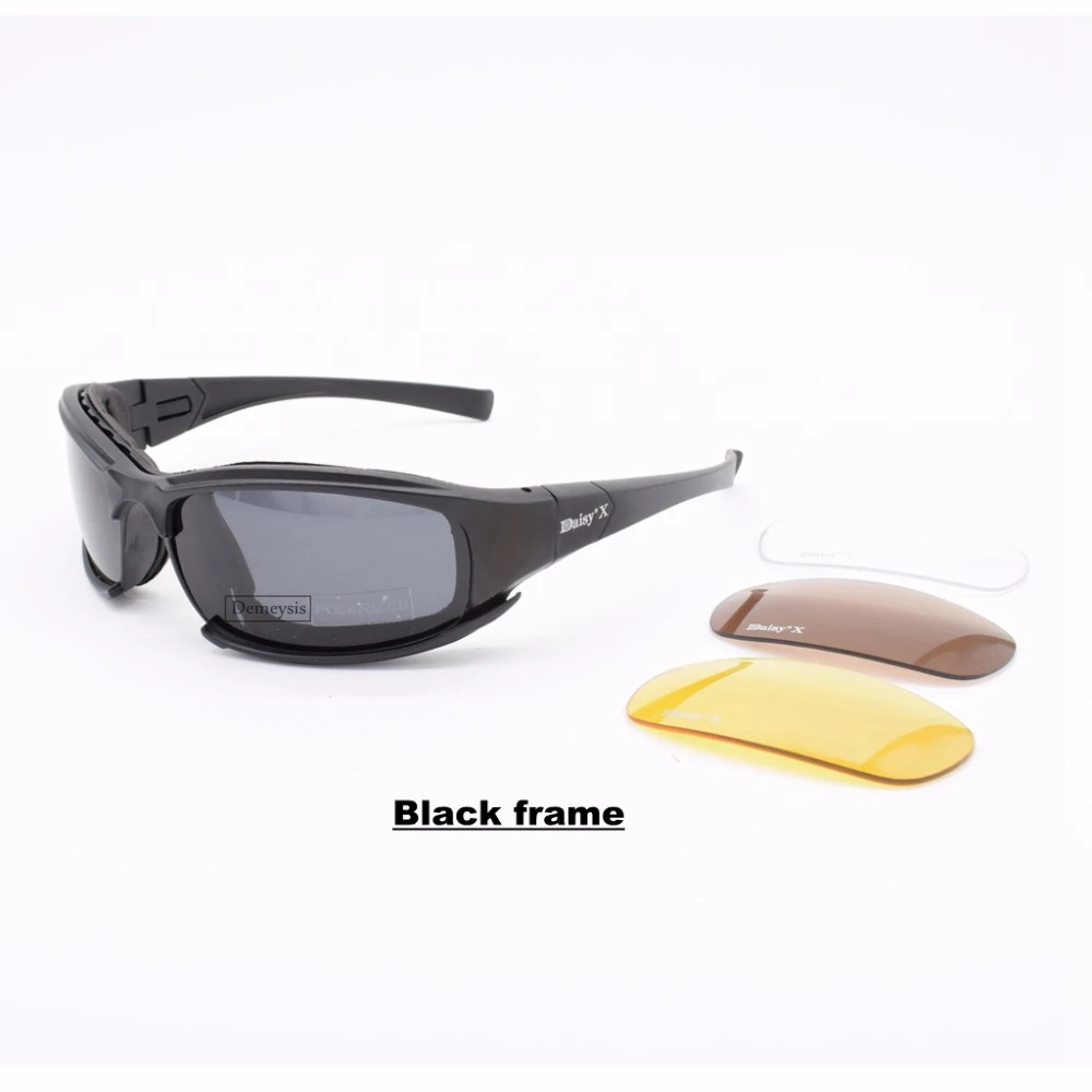 Очки солнцезащитные Daisy мужские тактические, поляризационные армейские солнечные очки в стиле милитари с 4 линзами, оригинальная коробка, очки для стрельбы