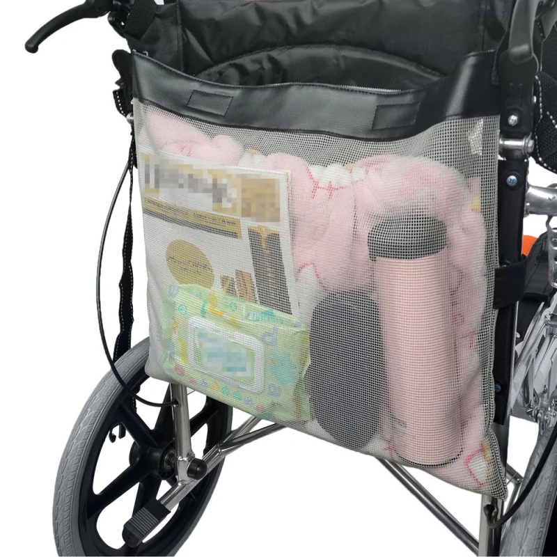 

1 pcs Wheelchair Mesh bag With Buckles Mobility Scooters Backpack Holdall walker Frame Rollators Storage Net Handbags