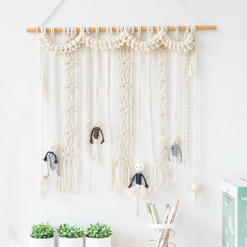 

2pcs Macrame Wall Hanging Girl Room Wall Decoration Nordic Wall Tapestry Creative Weaving Ins Children's Room Hanging Boho Decor