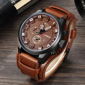 

2020 Curren Mens Watches Top Luxury Brand Waterproof Leather Men's Watches Quartz Watches Man Watch With Date Clock Curren 8225