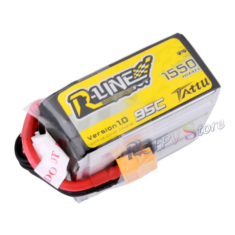 Аккумулятор Tattu R-Line 1300/1550mAh 18,5 V 22,2 V 95C 5S 6S1P Lipo с разъемом XT60 для гоночного квадрокоптера RC FPV