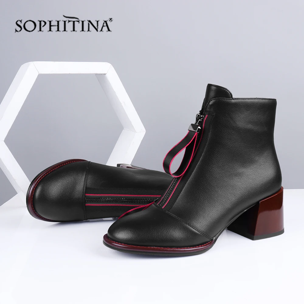 

SOPHITINA Fashion Ankle Boots Women Spring Autumn New Classics Round Toe Wild Zipper Boots Casual Street Shot Trend Shoes SC657