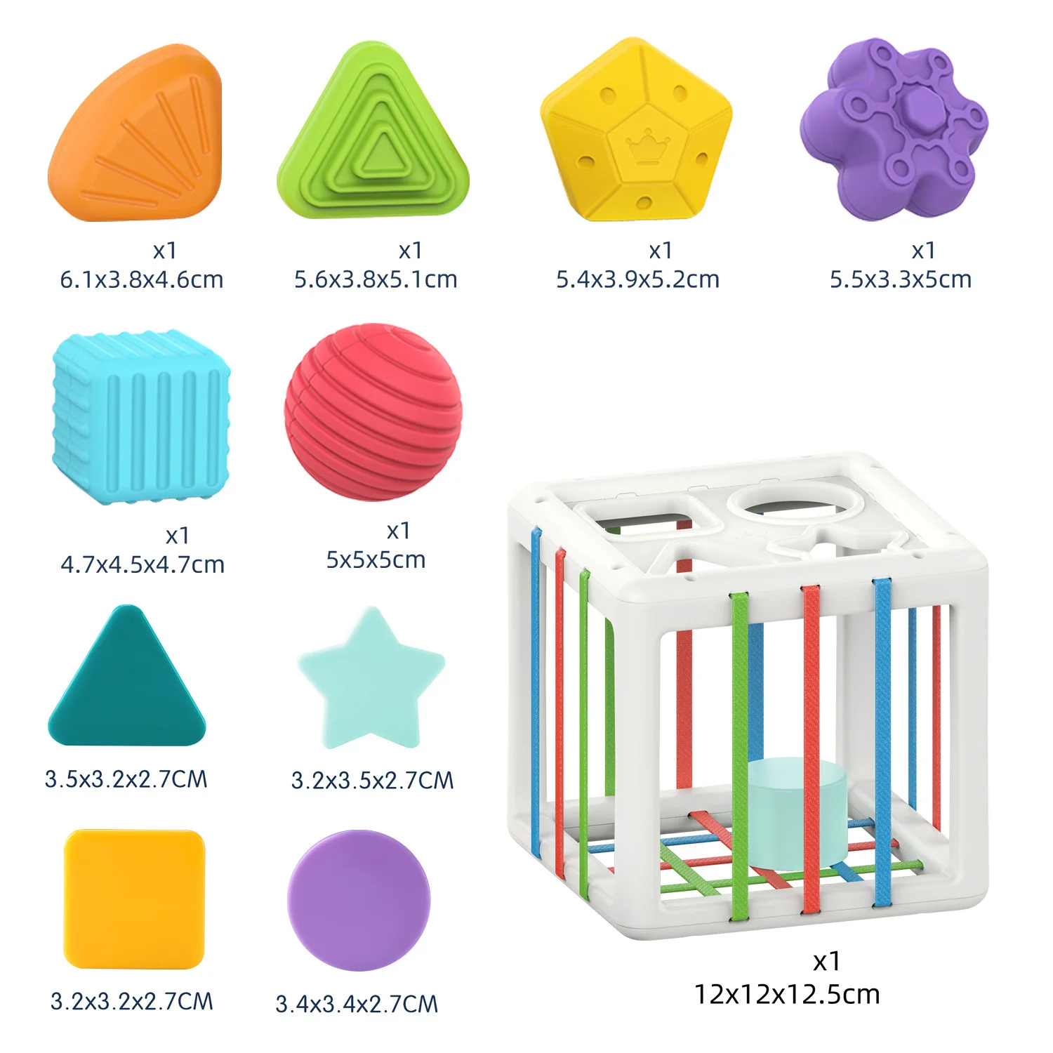 Baby InnyBin Soft Cube Montessori Educational Shape Sorting Toys Tactile Touch 