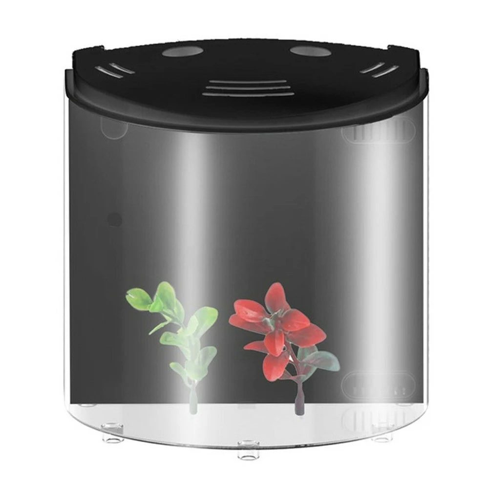 5L USB светодиодный электронный 180 градусов открытый прозрачный акриловый аквариум мини-аквариум офисный Настольный имитационный водный завод разведение - Цвет: Black