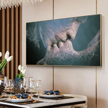 

Abstract Love Kiss Canvas Painting Scandinavian Posters and Prints Wall Art Picture for Living Room Cuadros Home Decoration