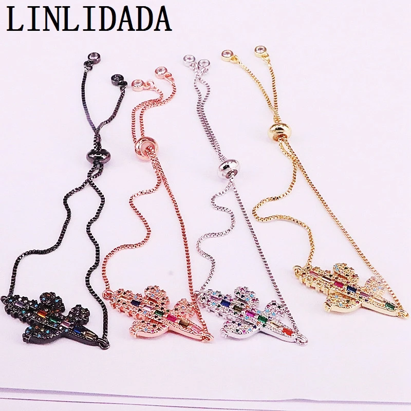 

8Pcs Rainbow Fashion CZ Micro Pave Bracelets For Lady Girl Colorful Zirconia Cactus Jewelry Bracelets