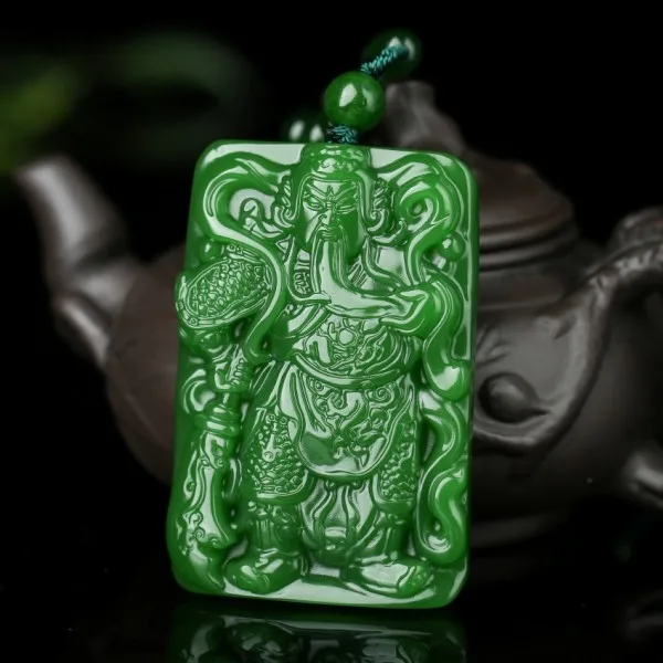 

FASHION GREEN JADE GUAN GONG PENDANT NECKLACE JEWELLERY CHINESE HAND-CARVED RELAX HEALING WOMEN MAN LUCK GIFT AMULET NEW