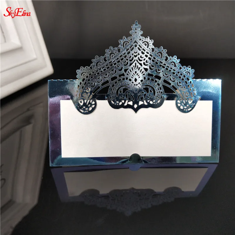 bright blue 10/50/100 шт лазерная резка приглашения сиденье визитная карточка поздравительная открытка на день рождения украшение для свадебного банкета 5zSH935 - Цвет: bright blue