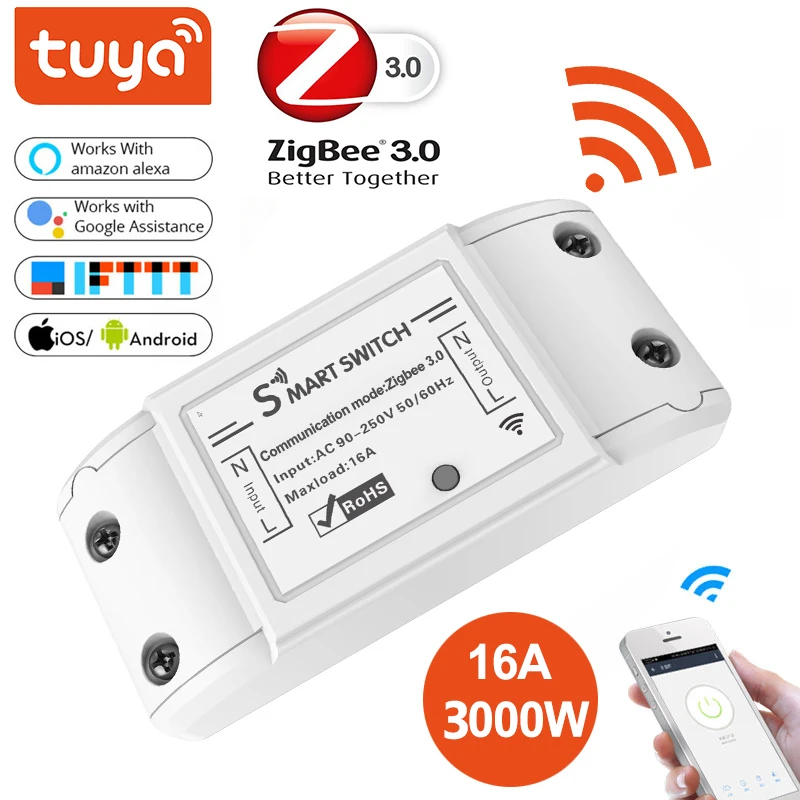 Умный домашний модуль Tuya Zigbee 3 0 16 А 4000 Вт с дистанционным управлением через
