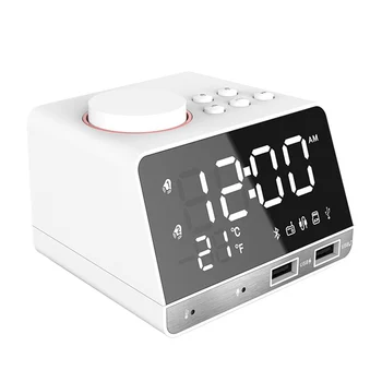 

2020 New Arrival Alarm Bluetooth Speaker LED Makeup Mirror Snooze Function Automatic Shut-down USB Powered Smart FM Radio