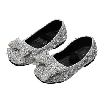 

Children Princess Leather Shoes New Girls Flats Heels Sequin Children's Shoes Small And Medium Girls Student Shoes AB0007