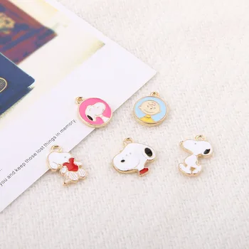 

10pcs Enamel Dog Alloy Charms Pendants Cartoon Cute Dog Animal Floating For Making Earring Bracelet Charms DIY Jewelry Accessory