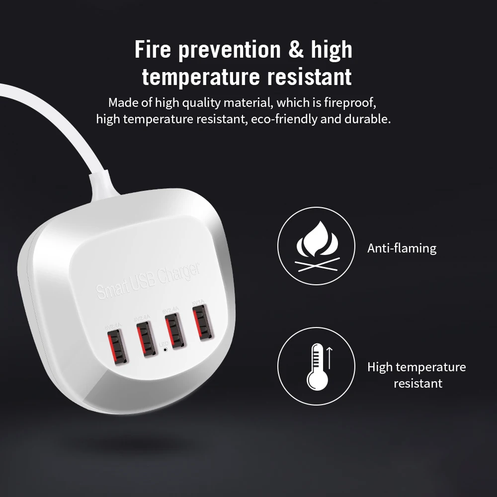 WLX-T3 Смарт многопортовое USB быстрое зарядное устройство Портативный четыре порта Быстрая зарядка несколько защита для мобильных телефонов Ноутбуки ЕС разъем