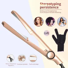 Горячая выпрямитель для волос бигуди быстро, просто и безопасно ремонт выпрямитель волос щипцы для завивки волос 2-в-1 Керамика по уходу за волосами