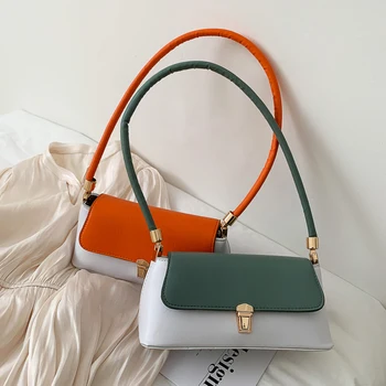 

Hit Color PU Leather Women Handbags Classic Texture Delicate Design Female Small Underarm Shoulder Tote Bag Purse