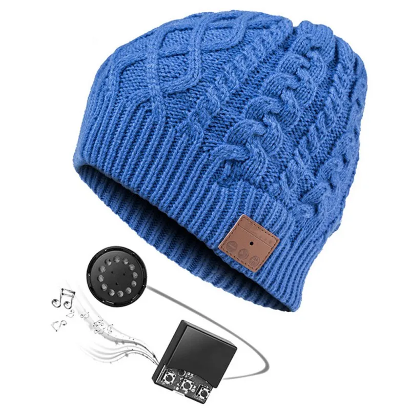 Blue Bluetooth плоская кепка теплая удобная Кепка музыкальная Кепка - Цвет: Blue