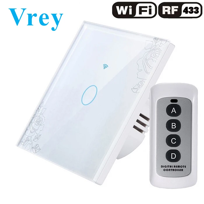 VR-WIFI-01D Lace Умный сенсорный выключатель Vrey, настенный светильник, сенсорный экран, Wi-Fi светильник, стандарт ЕС, работает с Alexa Google Home - Цвет: VR-WIFI-01D Lace