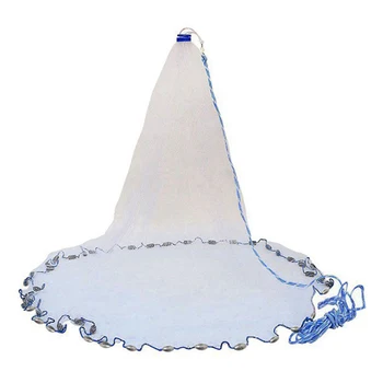 

NEW-14Ft 4.2M Fishing Net Bait Easy Throw Hand Cast Strong Nylon Mesh Sinker