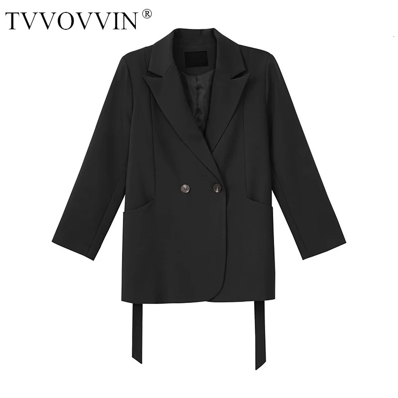 TVVOVVIN, осень, сплошной цвет, лаконичный стиль, с косым карманом, длинный рукав, Chalaza, длинный костюм, Свободное пальто для женщин ZX185