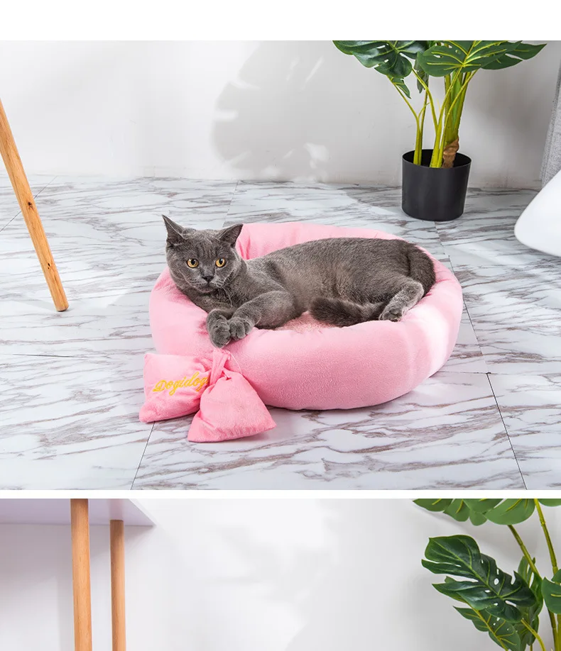 Красивый коврик с бантиком для кошки, Зимний Теплый Щенок щенка cama para gato, высококачественный лежак для питомца, товары для домашних животных