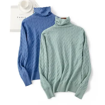 

Winter Turtleneck Cashmere Sweater Women's Casual Long-Sleeved Turtleneck Wool Pullover Winter Ladies Bottoming Knitted Tops