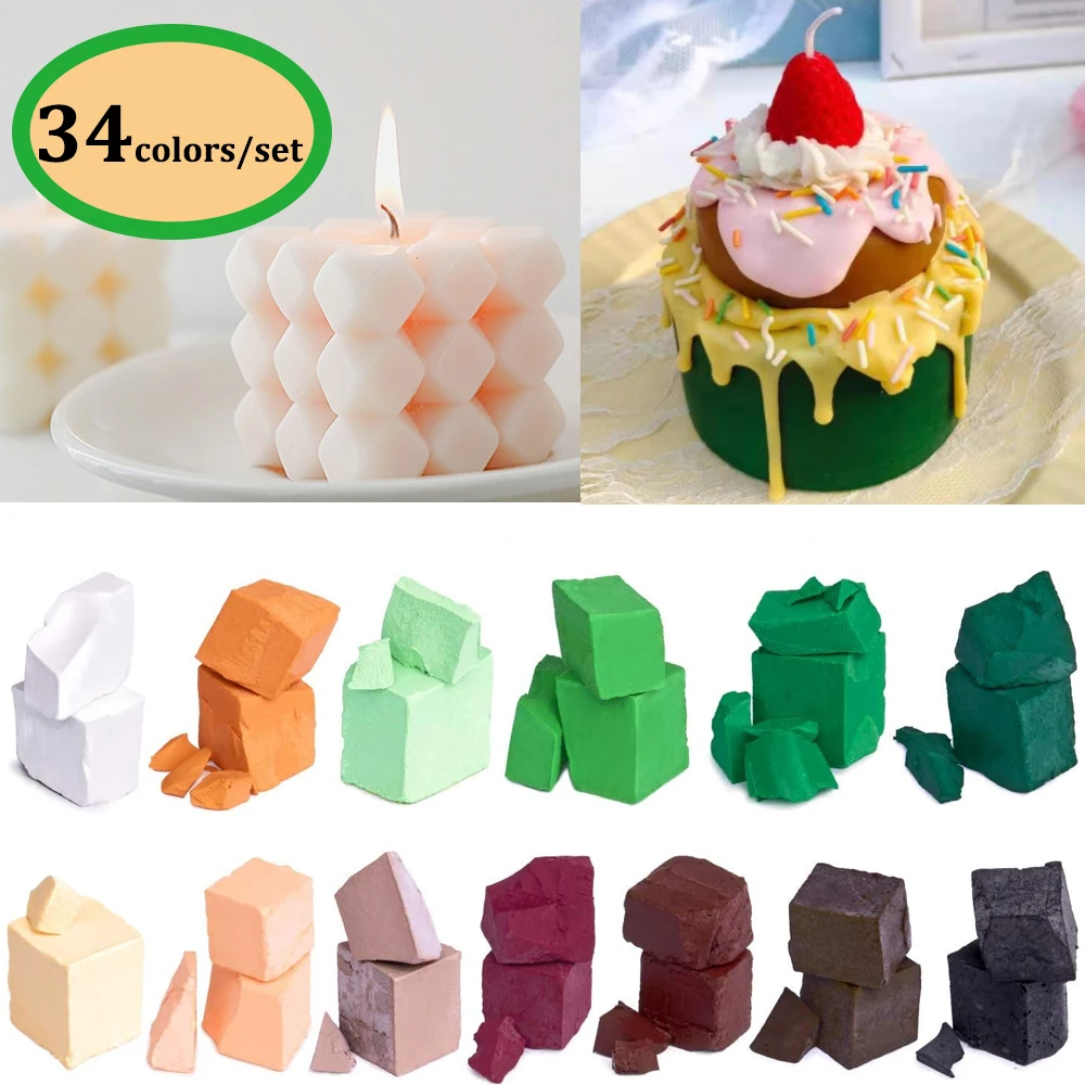 34colors/set DIY Candle Wax Pigment Colorant Non toxic Soy Candle Wax
