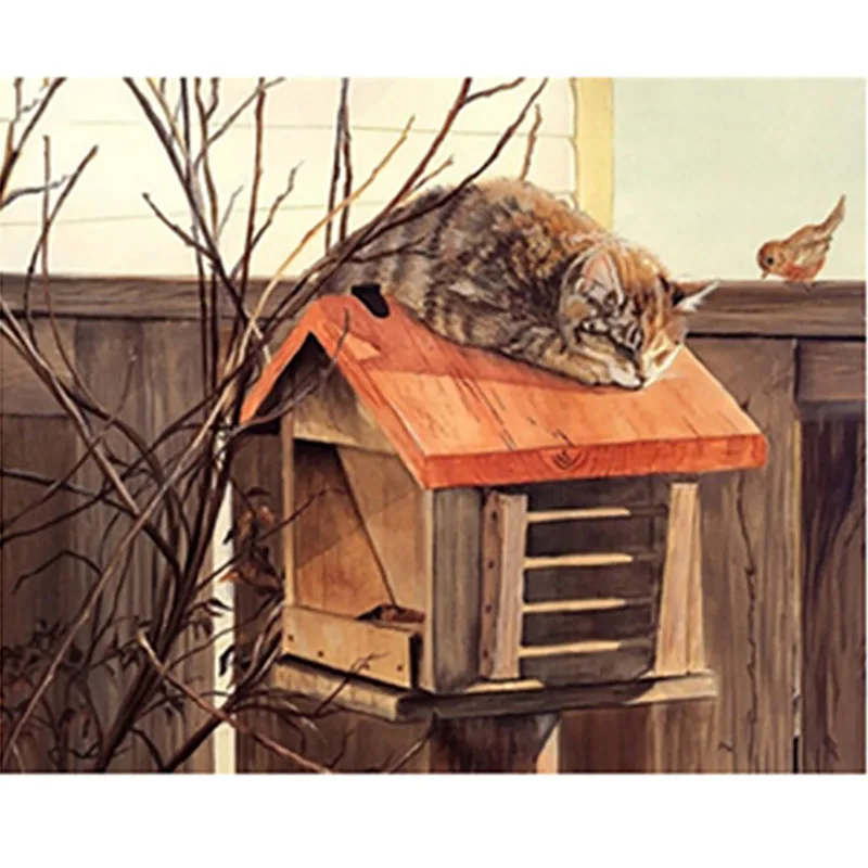 painting by number13 Кошка рамка животные Сделай Сам Набор для рисования по номерам Современная Настенная Художественная Картина Холст Краска для рисования Подарочная цифра для домашнего декора - Цвет: painting by number13