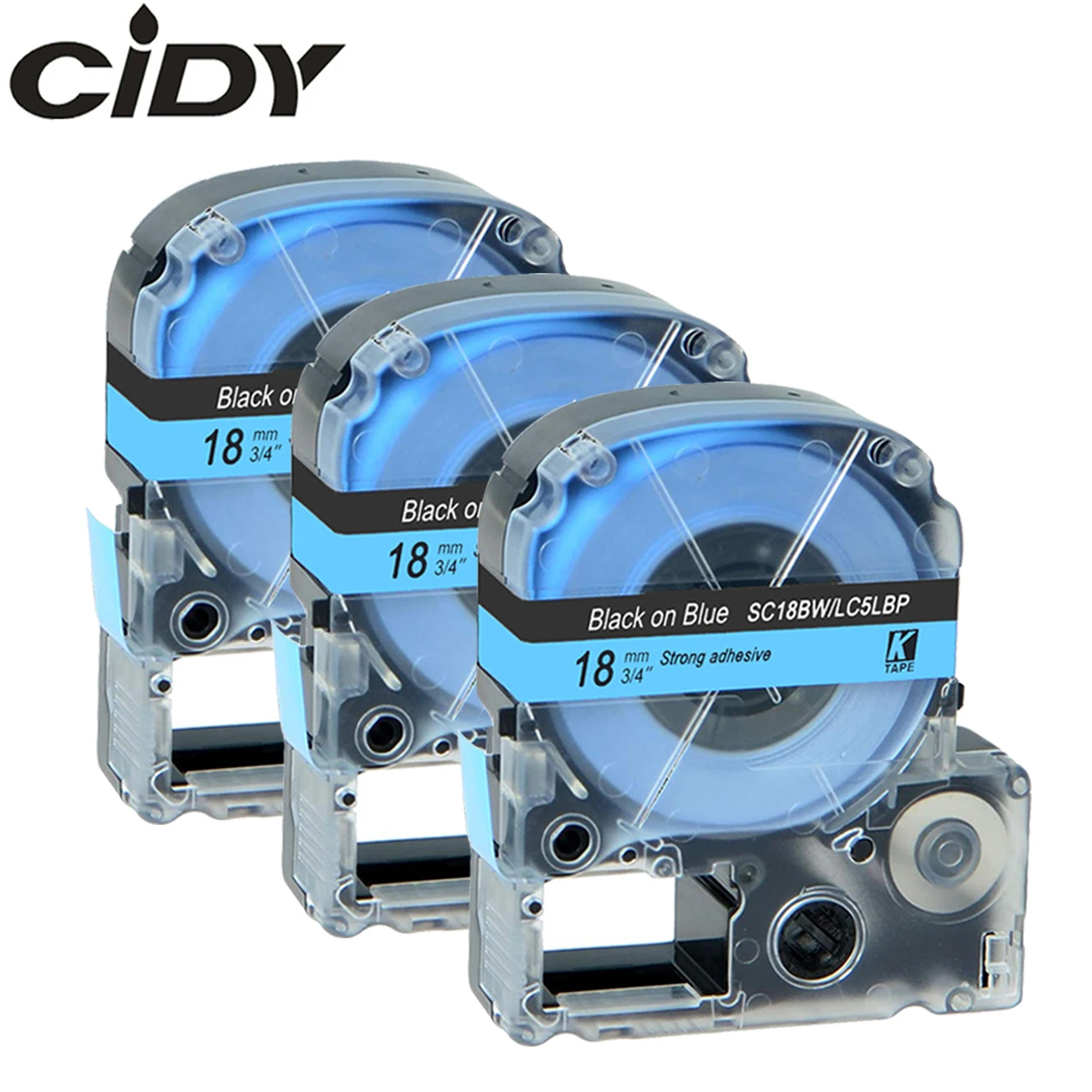 Этикетка CIDY 3 предмета в комплекте совместим 18 мм черный на голубом SC18BW LC-5LBP9 LC5LBP запечатанных лент для KingJim/Epson лабелворкс LW300 lw400 SR150 LW-600P