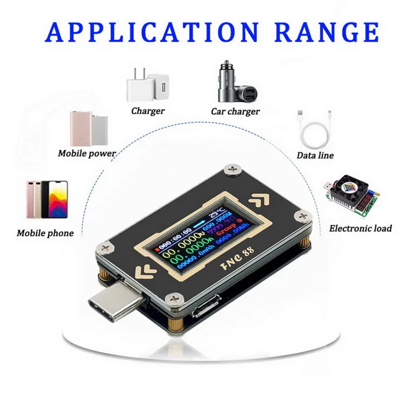 FNC88 тип-c PD триггер тестер батареи USB-C Вольтметр Амперметр Напряжение измеритель тока мультиметр PD зарядное устройство батарея USB Тестер