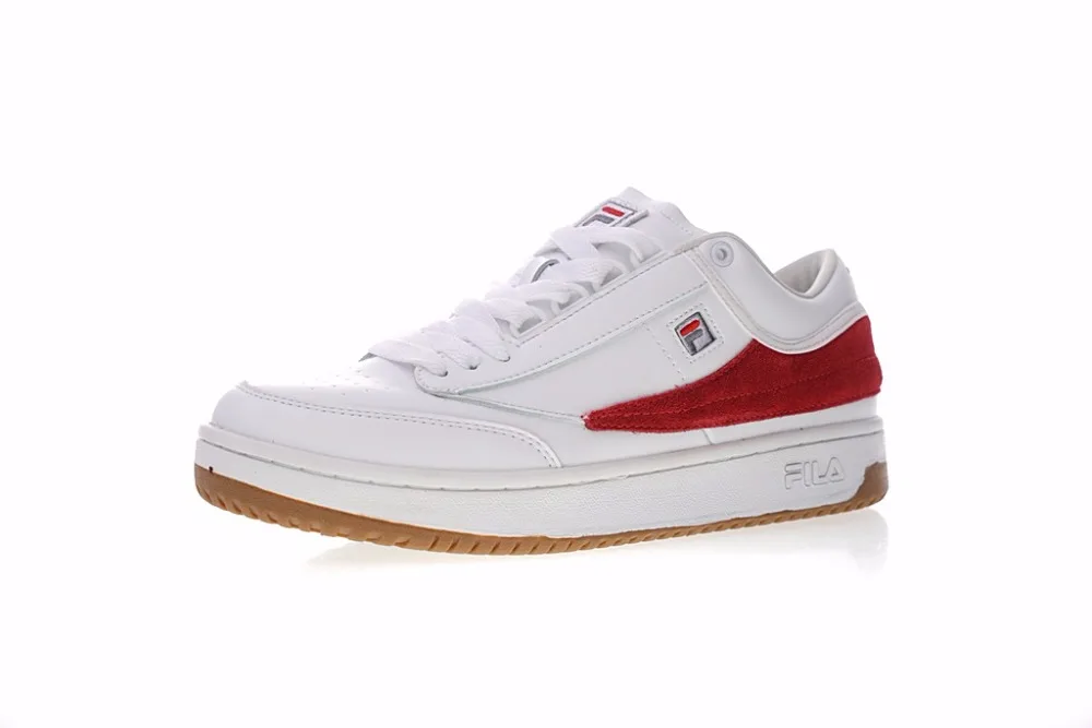 FILA T-1 Mid Mens Sneakers Classic Short-barrel Retro Daddy Jogging Shoes "White Red Raw Glue" 1VT13060-111