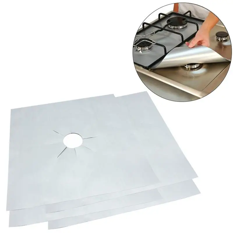 4pcs Silver Универсальный сверхмощный вкладыш для духовки газовая плита протектор листы кухонные принадлежности чистящие средства - Цвет: 4pcs Silver