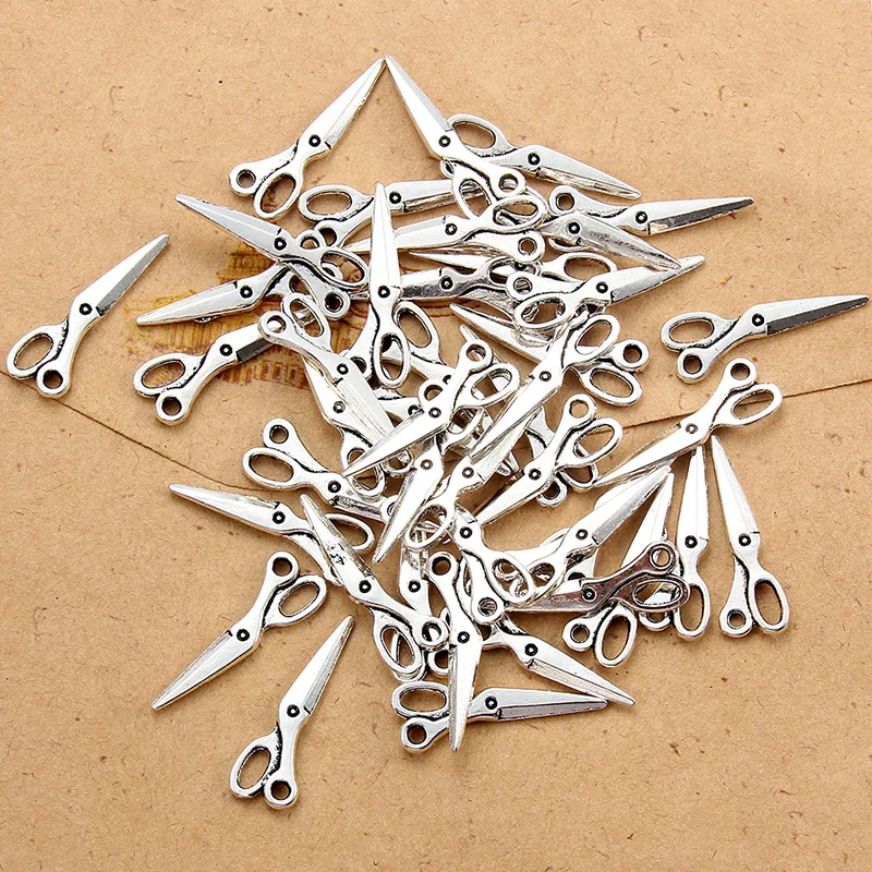 20pcs 23x8mm Charms Sewing Scissors Antique Pendant For DIY Handmade Fashion Jewelry Finding Bracelet Charm Beads