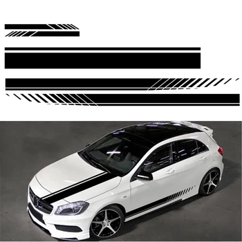 

5Pcs Car Body Decal Racing Rally Sporty Sticker Car Hood Sticker Rearview Mirror Cover Decal Black Vinyl Stripe Sticker
