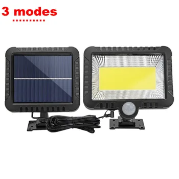 

120/100 LED Solar Power Lamp PIR Motion Sensor Solar Garden Lights Outdoor Waterproof Energy Saving Wall Yard Lamps 3 modes sepe